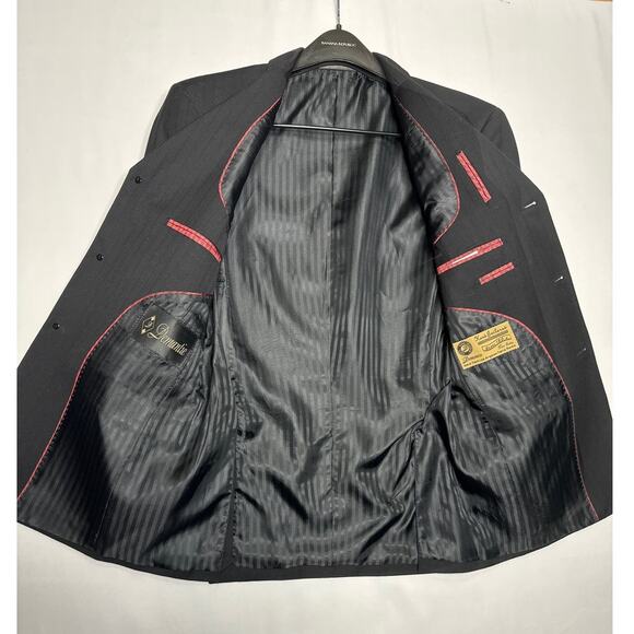 Demantie Super 150's Sport Coat Blazer hand tailored black size S/36 W/30 - Picture 12 of 12